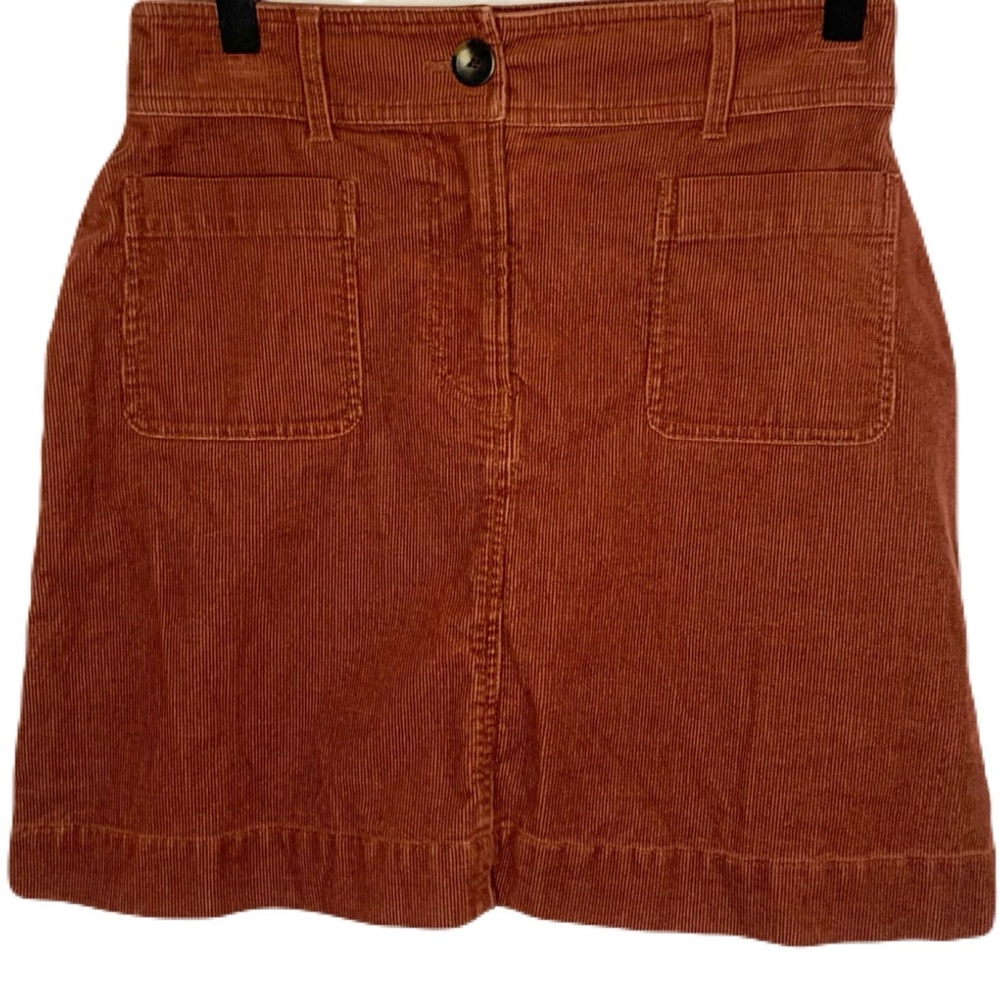 Boden Womens 0 Petite Warm Brown Front Pocket Corduroy Mini Skirt Preppy Neutral